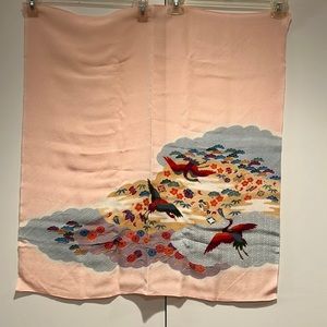 New never worn Japanese blush pink scarf with cranes